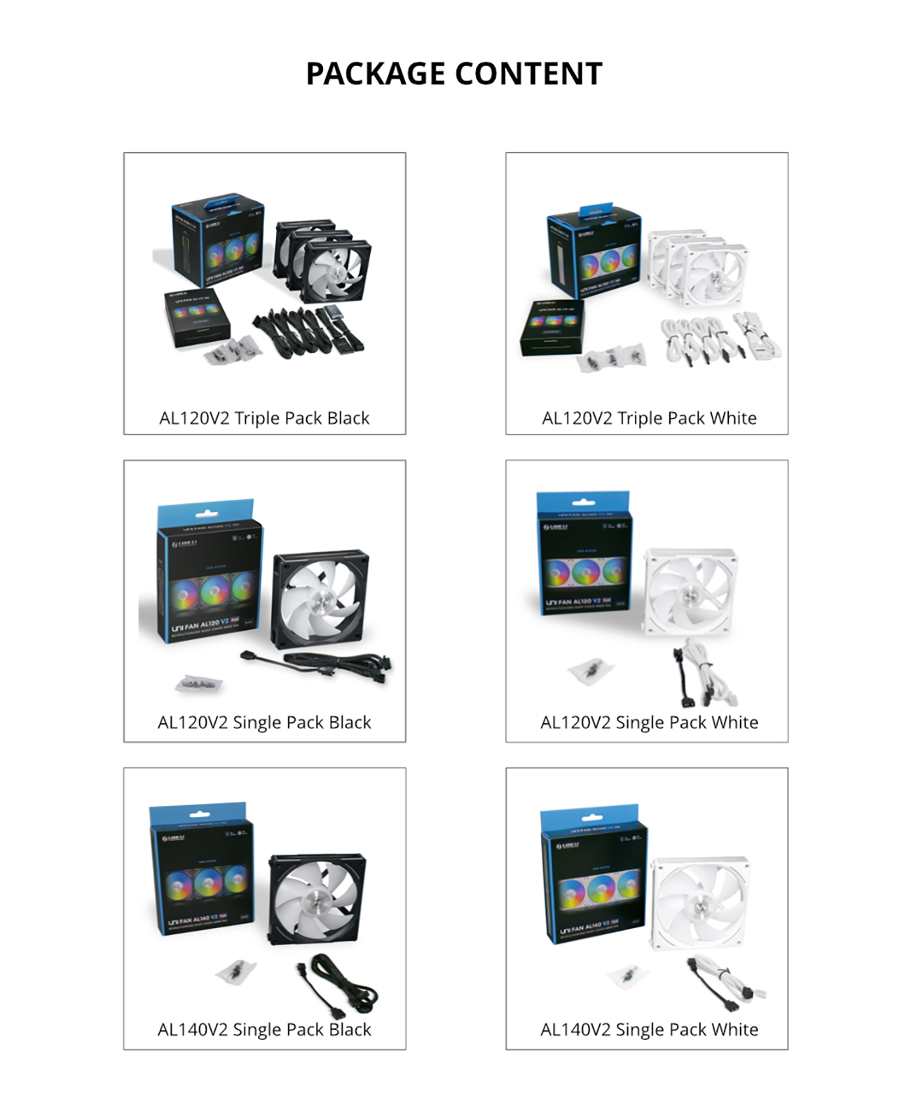 LIAN LI UNI Fan AL120 V2 RGB Black Single Fan Pack without controller